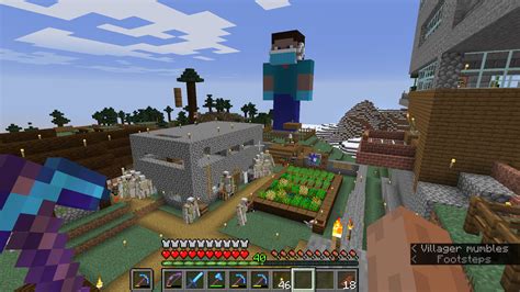 My giant Steve house looking over the village! : r/Minecraft