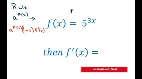 Example Of Derivative Of Exponential Function Youtube