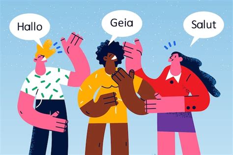 Diversas Personas Hablan Comunicarse En Diferentes Idiomas Vector