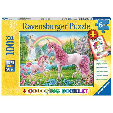 Ravensburger Magical Unicorns Puzzle 100pcs Xxl Coloring Book