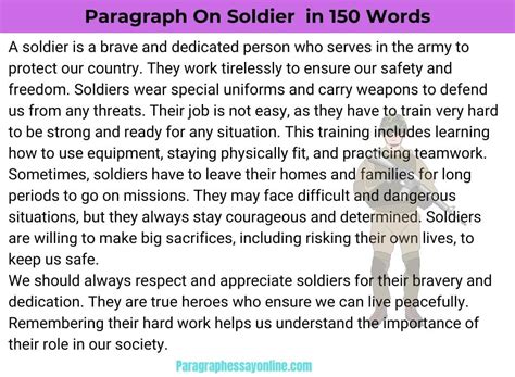 Paragraph On Soldier Long And Short 100 500 Words