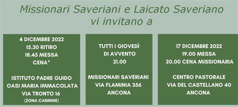 Avvento Con I Padri Saveriani Arcidiocesi Di Ancona Osimo