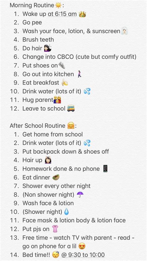 Pin By Ola On Routine School Routine For Teens Morning Routine