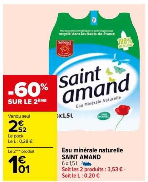 Promo Eau Min Rale Naturelle Saint Amand Chez Carrefour Icatalogue Fr