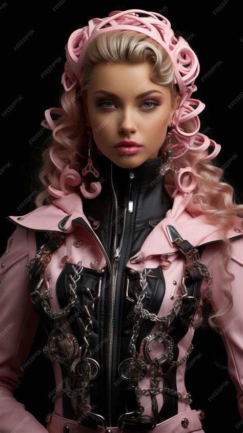 Premium Ai Image A Woman With Pink Hair And Pink Hair Wearing A Pink Jacket