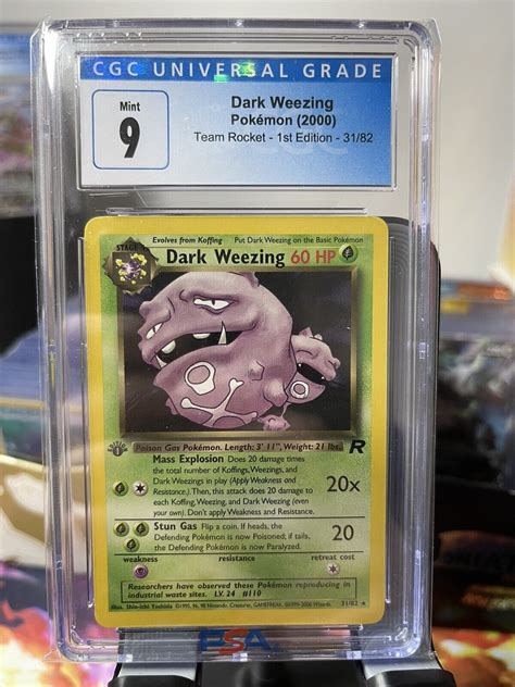 Cgc 9 Mint Dark Weezing 1st Edition Team Rocket Pokemon Card Values Mavin