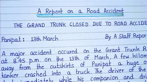 Write A Report On A Road Accident Report Writing Report Writing