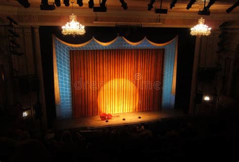 Broadway Stage With Spotlight Editorial Stock Image Image Of Curtain