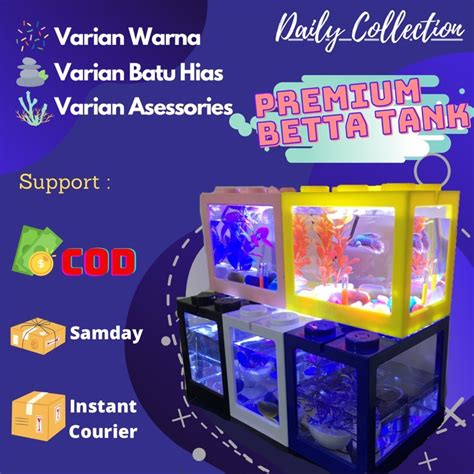 Jual Aquarium Mini Ikan Cupang LED Minimalis Akrilik Model LEGO