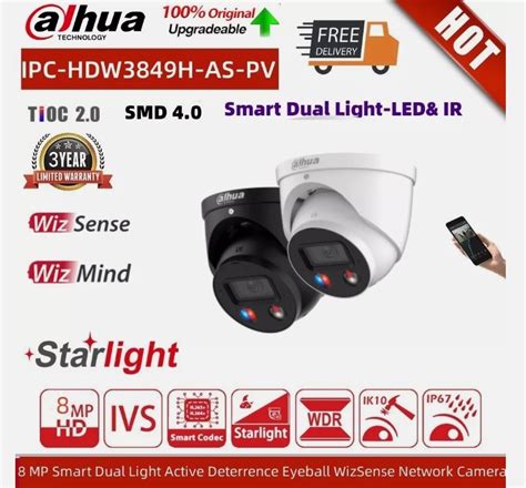 Dahua IP Camera Stock 8MP Smart Dual Illumination Active Deterrence