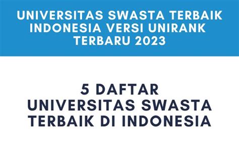 Kampus Swasta Terbaik Indonesia 2023 Unirank Terbaru