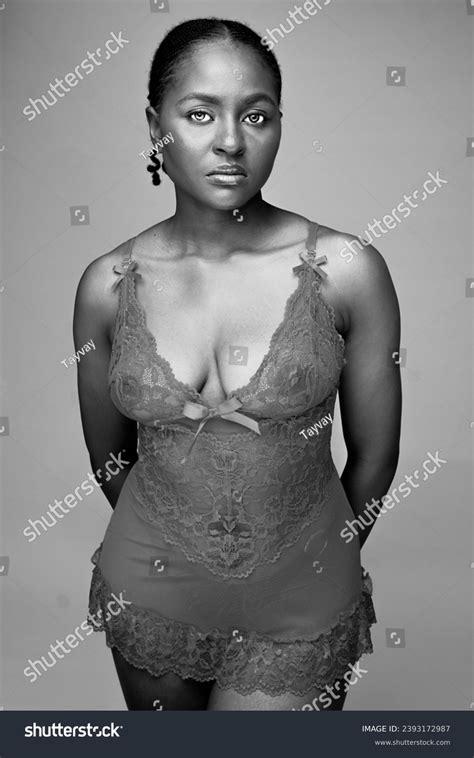 Black White Portrait Ebony Lingerie Model Stock Photo Shutterstock