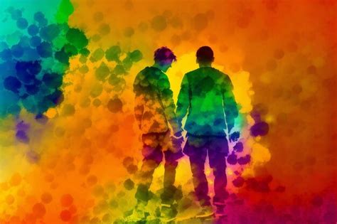 Mes del orgullo una ilustración de dos hombres tomados de la mano pareja gay pasando tiempo