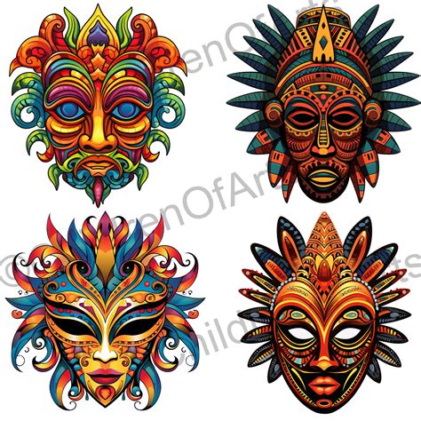 Spiritual Mask Clipart Digitaler Download Spirituelle Masken Etsy