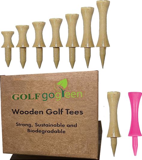 100 X Natural Bamboo Wood Golf Castle Tees 57mm Pink Size Pack Of