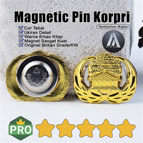 Jual PIN KORPRI MAGNET PENITI EMAS COR Tebal BESAR 3CM Wing Lencana