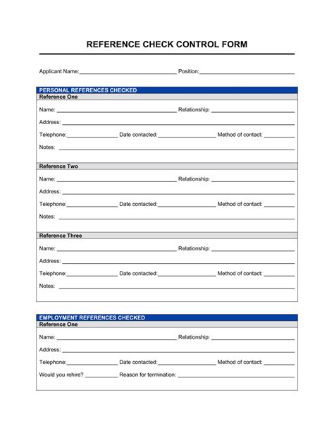 Reference Check Template Word