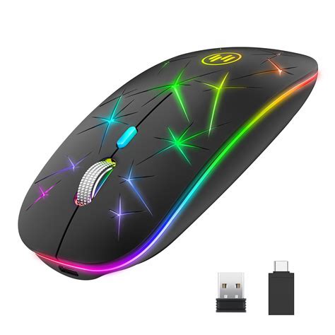 Uiosmuph Wireless Rechargeable Mouse Silent LED Computer Mouse with USB ...