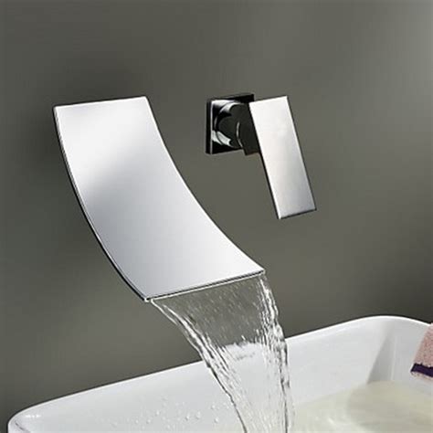 Contemporary Waterfall Bathroom Sink Tap Chrome Finish Widespread