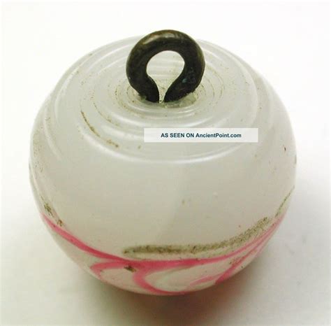 Antique Swirl Back Glass Ball Button W Pink White Gold Swirl Overlay