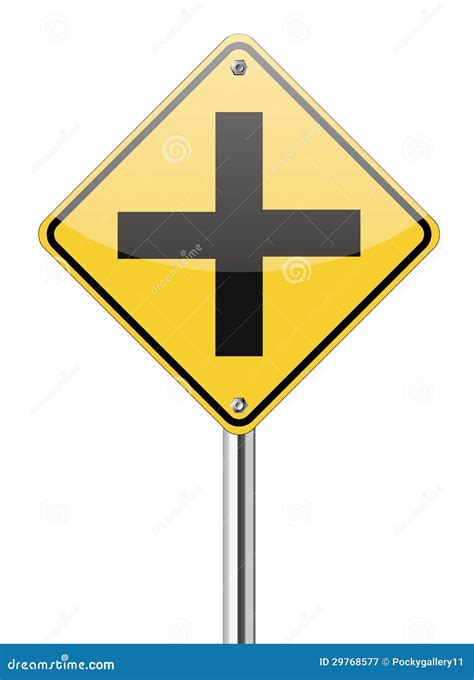 4 Way Intersection Sign Isolated On Transparent Background Cartoon ...