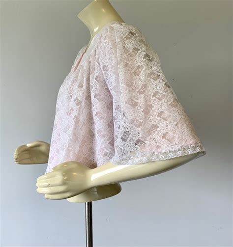 S Pink Lace Lingerie Bed Jacket Peignoir Short Ro Gem