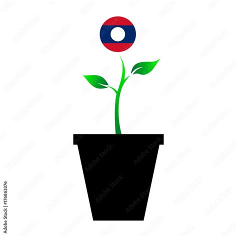 Flag of Laos in emoji design growing up as sapling in vase, Laos emoji ...