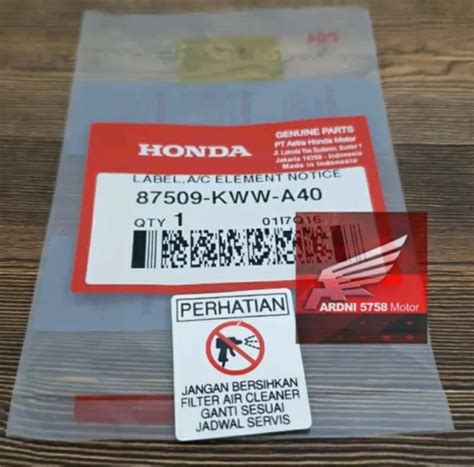 Ardni Motor Label Air Cleaner Element Notice Sticker Stiker