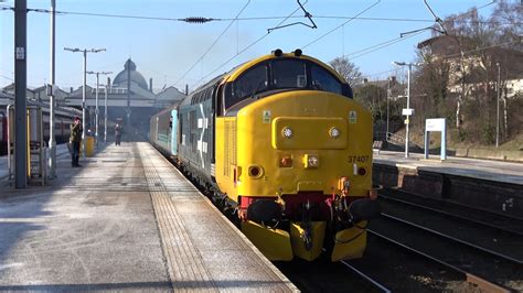 2 Class 37 Locos Push Pulling The 1455 Norwich To Lowestoft Service 22 2 2018 Youtube