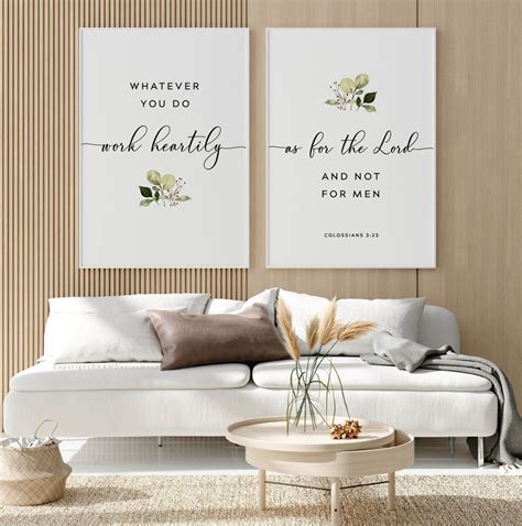 Set Of 2 Colossians 323 Work Heartily Printable Wall Art Bible Verse