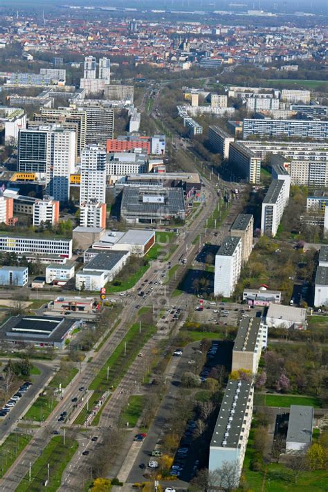 Luftbild Halle Saale Plattenbau Hochhaus Wohnsiedlung In Halle