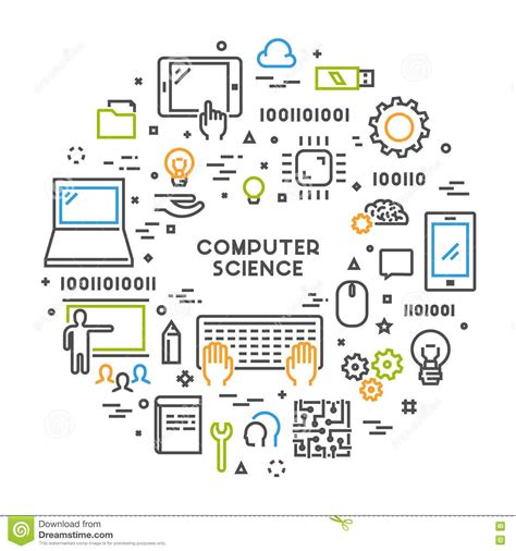 Line Web Concept for Computer Science Stock Illustration - Illustration ...