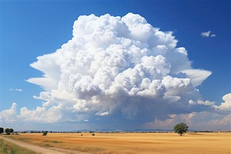 Premium AI Image | Rural landscape with thunderstorm cumulonimbus cloud ...