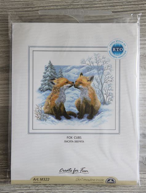 Fox Cross Stitch Kit Animal Embroidery Pattern Couple Counted Etsy