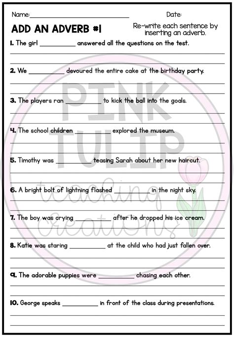 Worksheets To Teach Students When To Use Adverbs And Descriptive