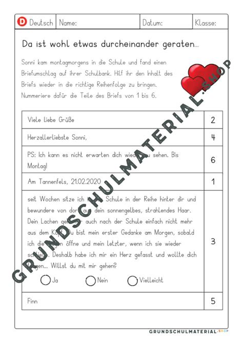 Grundschule Brief Schreiben Reihenfolge Und Aufbau Eines Briefs