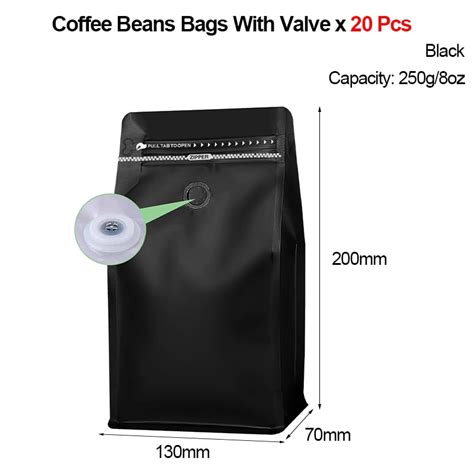 Pcs Coffee Bags With Valve Oz Oz Oz High Barrier Aluminum Foil