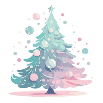 Pastel Christmas Tree Vector, Sticker Clipart, In The Style Of Rococo ...