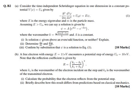 Solved A Consider The Time Independent Schr Dinger Chegg