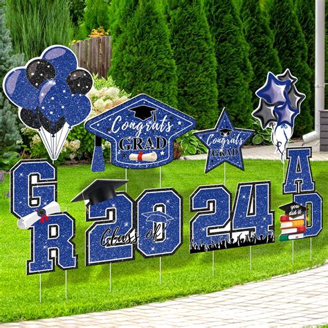 Suknil 8pcs Congrats Grad Outdoor Decor Graduation Yard Sign Class Of