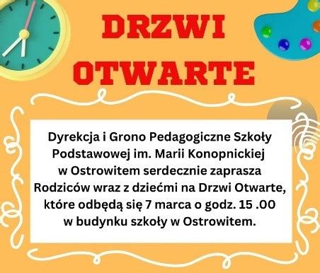 Drzwi Otwarte Sp Im Marii Konopnickiej W Ostrowitem Chojnice Pl