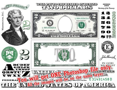 Two Dollar Bill Design Images Photoshop Transparent File PNG Graphics ...