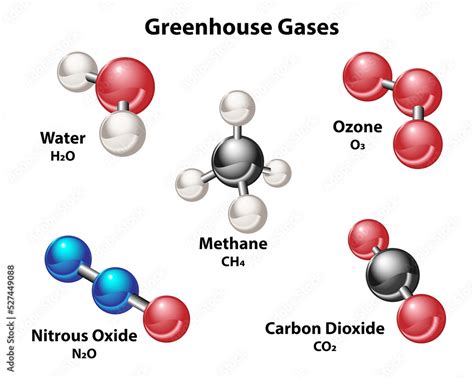 Greenhouse Gases Molecules Five D Models Of Common Gases Of The