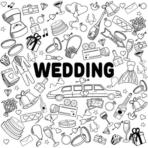 Illustration Vectorielle De Mariage Ligne Art Design Vecteur Premium