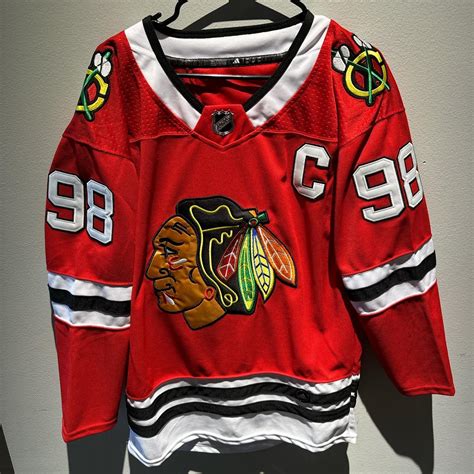 Custom Connor bedard “C” jersey #bedard #blackhawks... - Depop