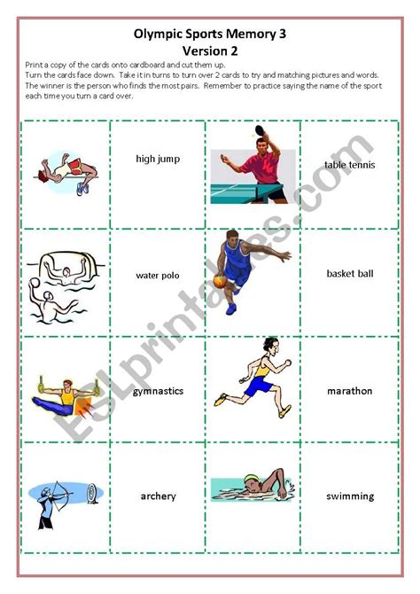 Olympic Games Flashcards 3 ESL Worksheet By Stonefarm