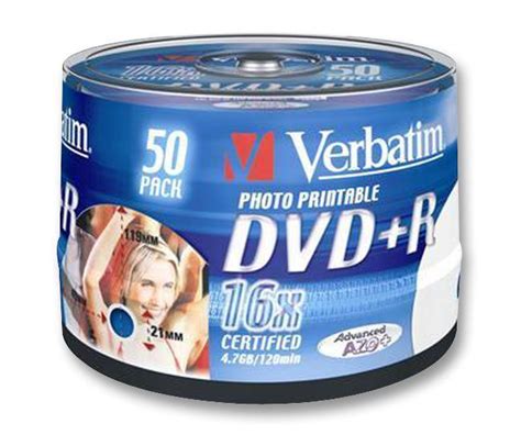 Verbatim X Dvd R Wide Inkjet Printable Blank Dvds Pack Spindle