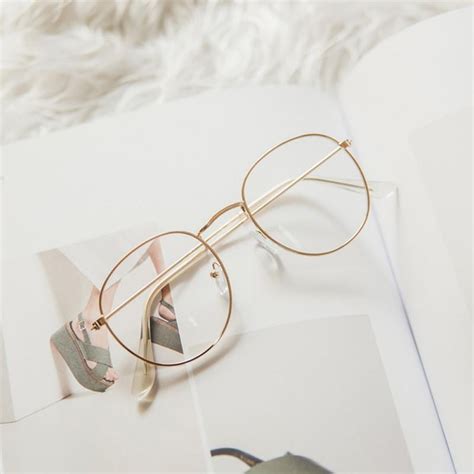 Classic Round Metal Clear Lens Glasses Frame Unisex Circle Eyeglasses Gold