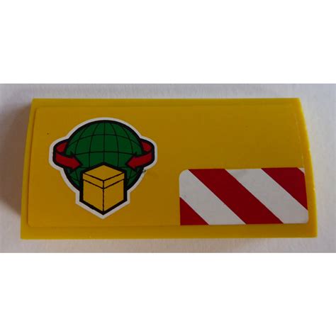 Lego Yellow Slope X Curved With Global Transport Logo Sticker With