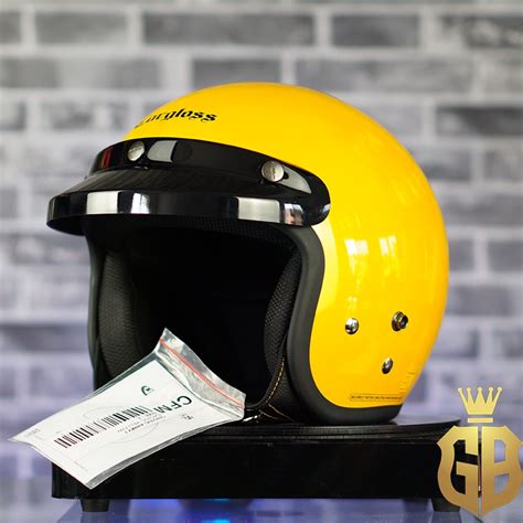 Jual HELM CARGLOSS ORIGINAL CFM RETRO HALF FACE Exotic Yellow Glossy